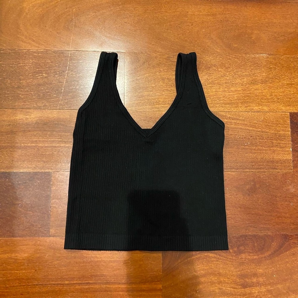 Free People Black Ribbed Tank Top
